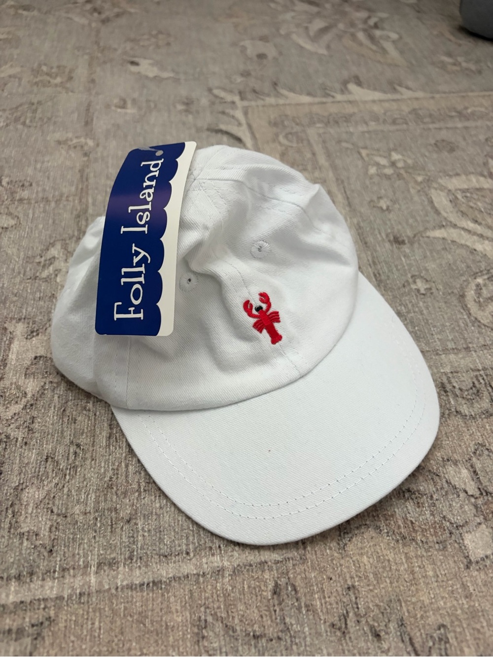 Folly Island infant Baseball Cap embroidered lobster logo NWT